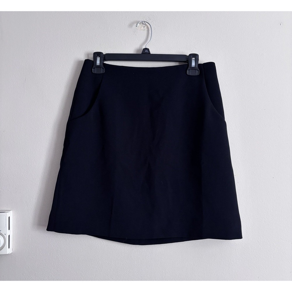J Crew Womens 8 Classic A Line Mini Skirt Black Pockets Business Casual Formal